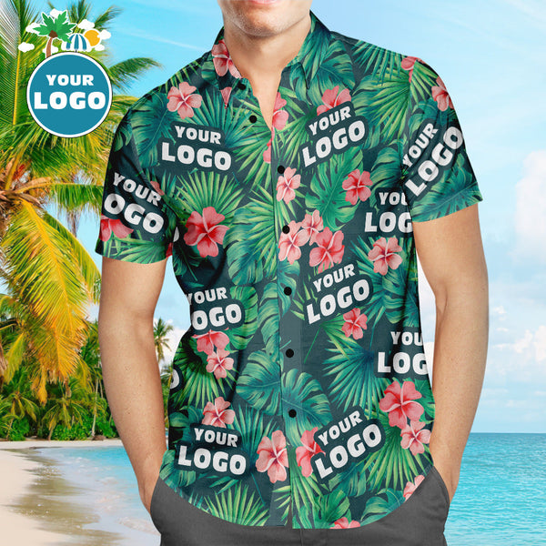 Chemises hawaïennes avec logo personnalisé Chemises de plage Aloha personnalisées avec fleurs rouges pour hommes