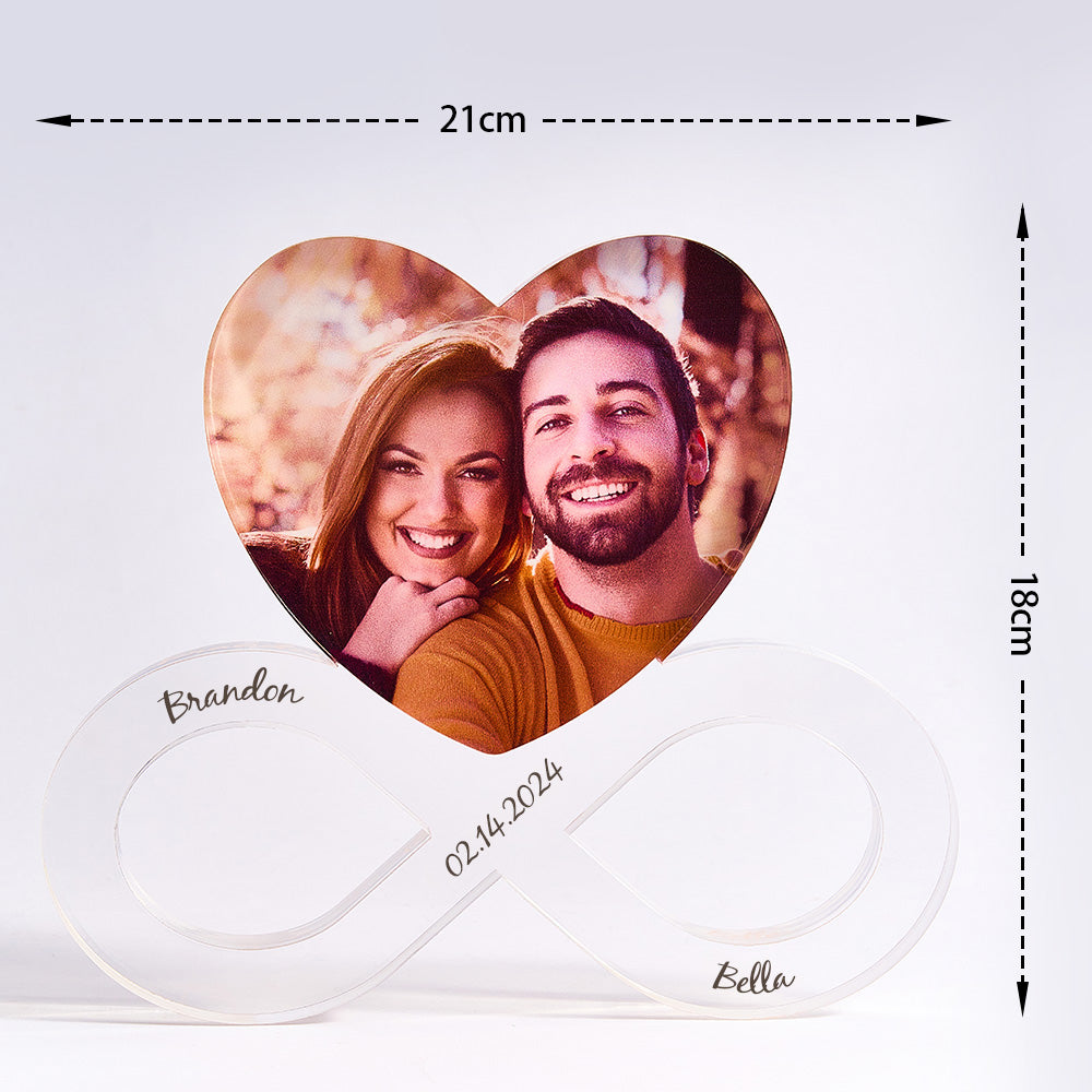 Photo Personnalisée Infini Coeur Décoration Acrylique Cadeau Photo Personnalisé Pour Cadeau D'anniversaire De Couple