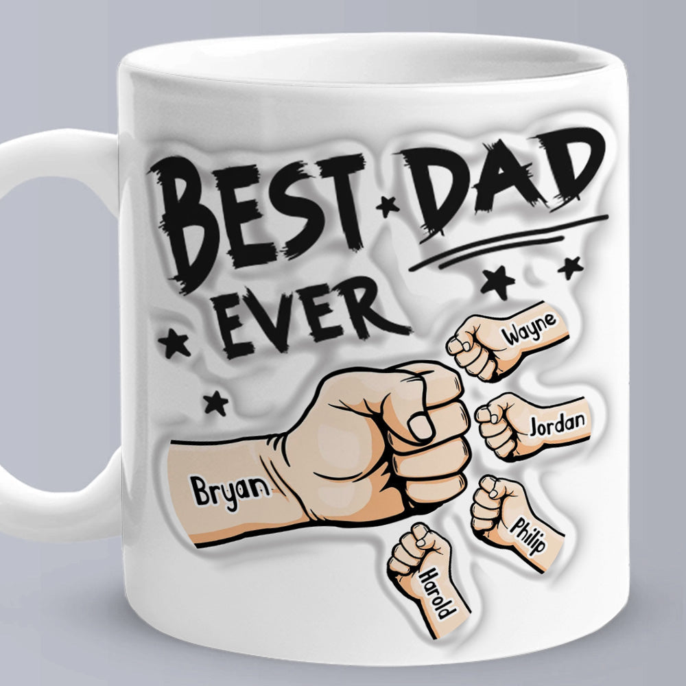 Cadeaux De Fête Des Pères Personnalisés 1-6 Enfants Noms Personnalisés Effet Gonflé 3d Tasse À Café Imprimée Vous Êtes Mon Meilleur Papa