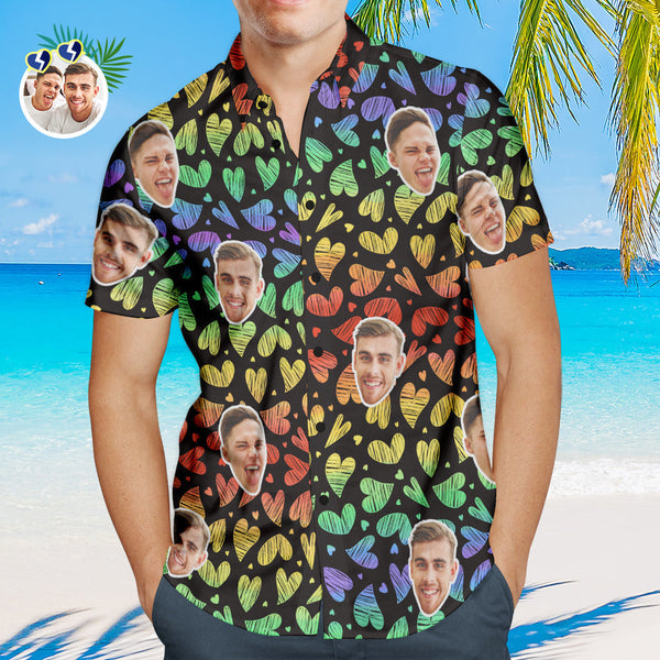Chemises hawaïennes pour hommes personnalisées Chemise de la fierté gay LGBTQ - Rainbow Love
