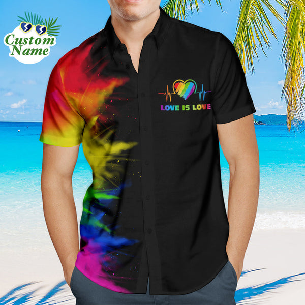 Chemises hawaïennes personnalisées pour hommes Chemise personnalisée LGBTQ Gay Pride - Love is Love