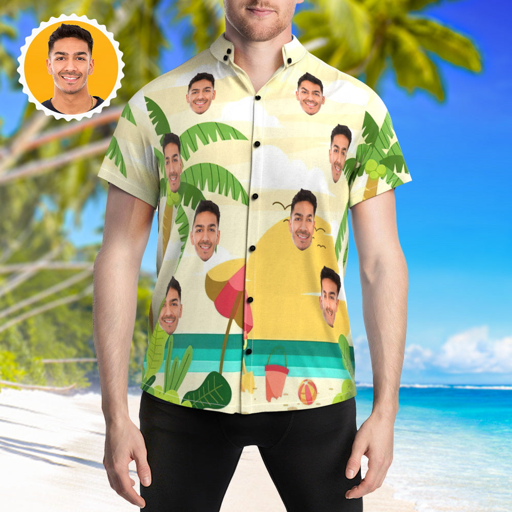 Chemises hawaïennes de plage Chemise à visage personnalisé pour la fête de la plage