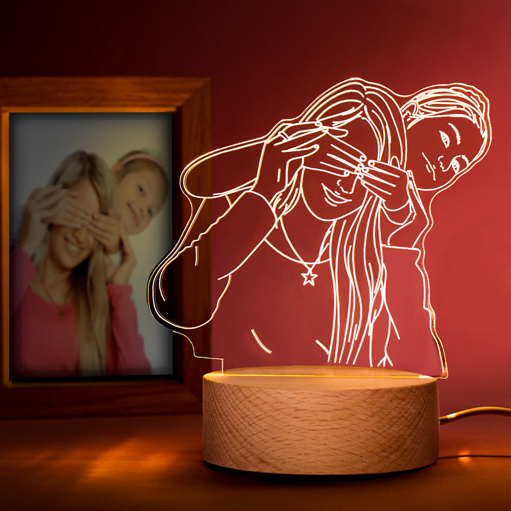 Lampe photo 3D personnalisée Portrait personnalisé Illusion Nuit Lumière  Cube Lumière Image Gravée Plaque Cadre Choses Rappelées Cadeau 21e