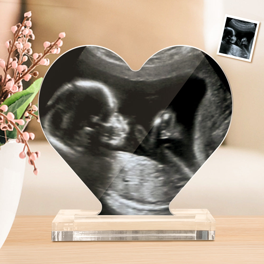 Cadeau Personnalisé De Plaque Acrylique En Forme De Coeur De Photo D'ultrason Pour La Future Mère