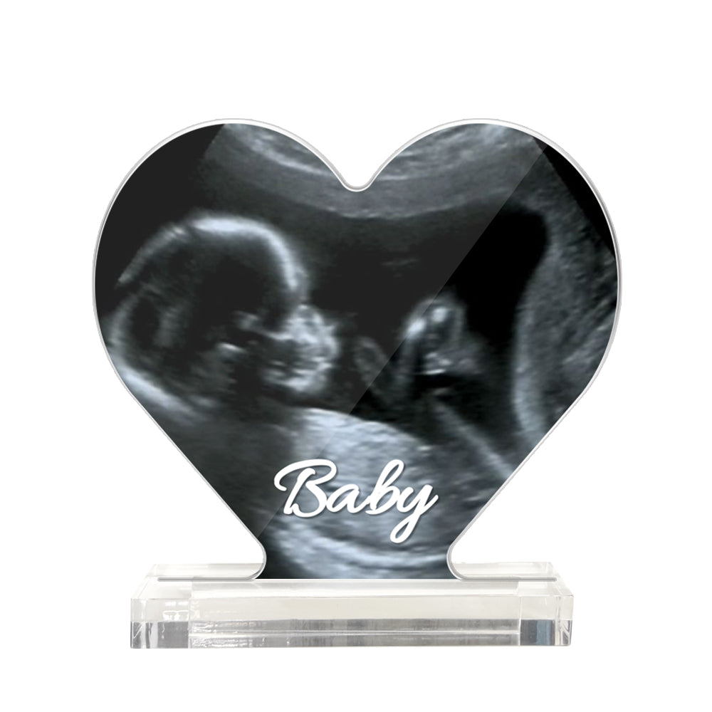 Cadeau Personnalisé De Plaque Acrylique En Forme De Coeur De Photo D'ultrason Pour La Future Mère
