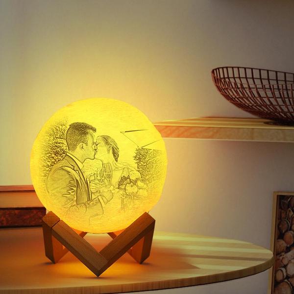 Lampe Lune Photo Propre 3D + Texte - 13cm - 2 Couleurs avec