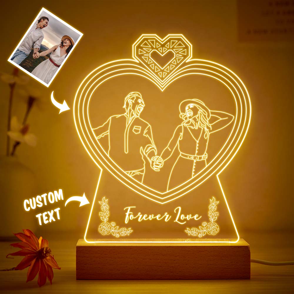 Qogintar lampe 7 couleurs lampe cœur personnalisé lampe personnalisée avec  photo veilleuse personnalisé prenom cadeau lampe cœur à ma femme(Lampe à 7  couleurs) : : Luminaires et Éclairage