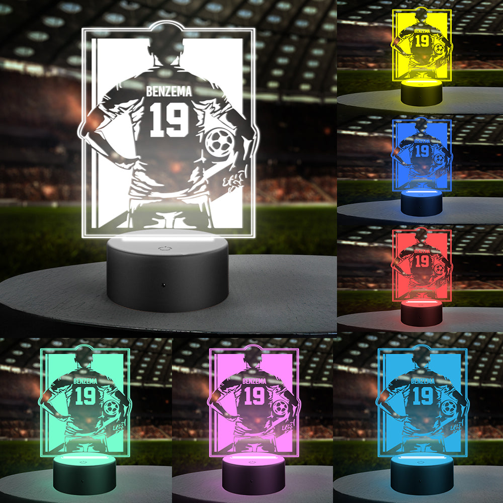 Cadeaux Personnalisés De Lampe De Coupe Du Monde De Lumière De Nuit De Football De Numéro De Nom Pour Des Fans De Football