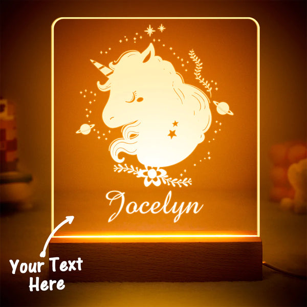 Personnalisé Gravé Licorne Led Veilleuse Acrylique Lampe Enfants Chambre Décor - lampelunephotofr